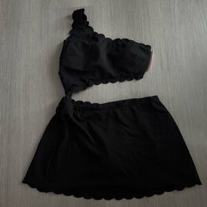 Victoria's Secret Black Scalloped Bandeau Swim dress NWT